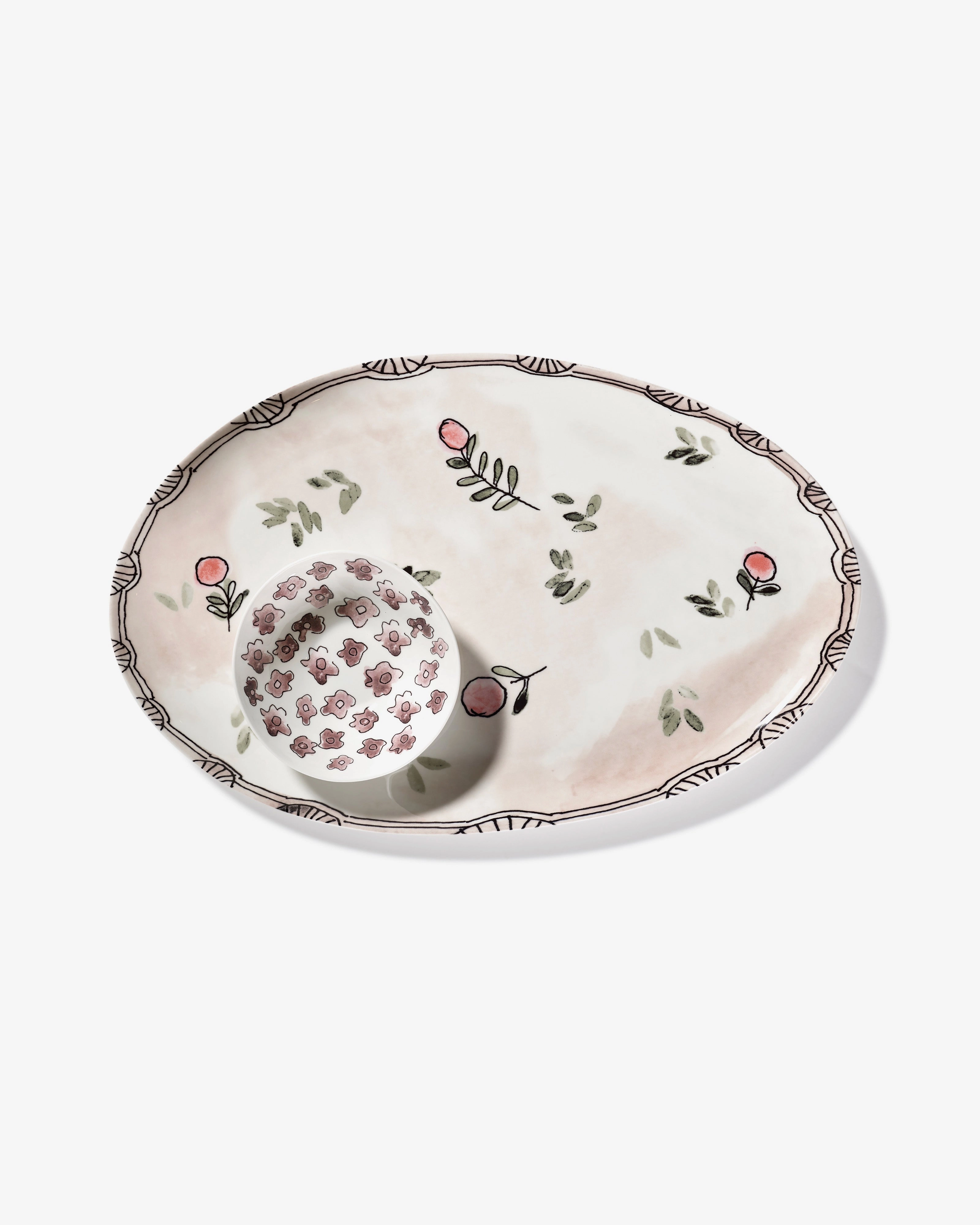 Oval plate 2 L Mirtillo nude Midnight Flowers