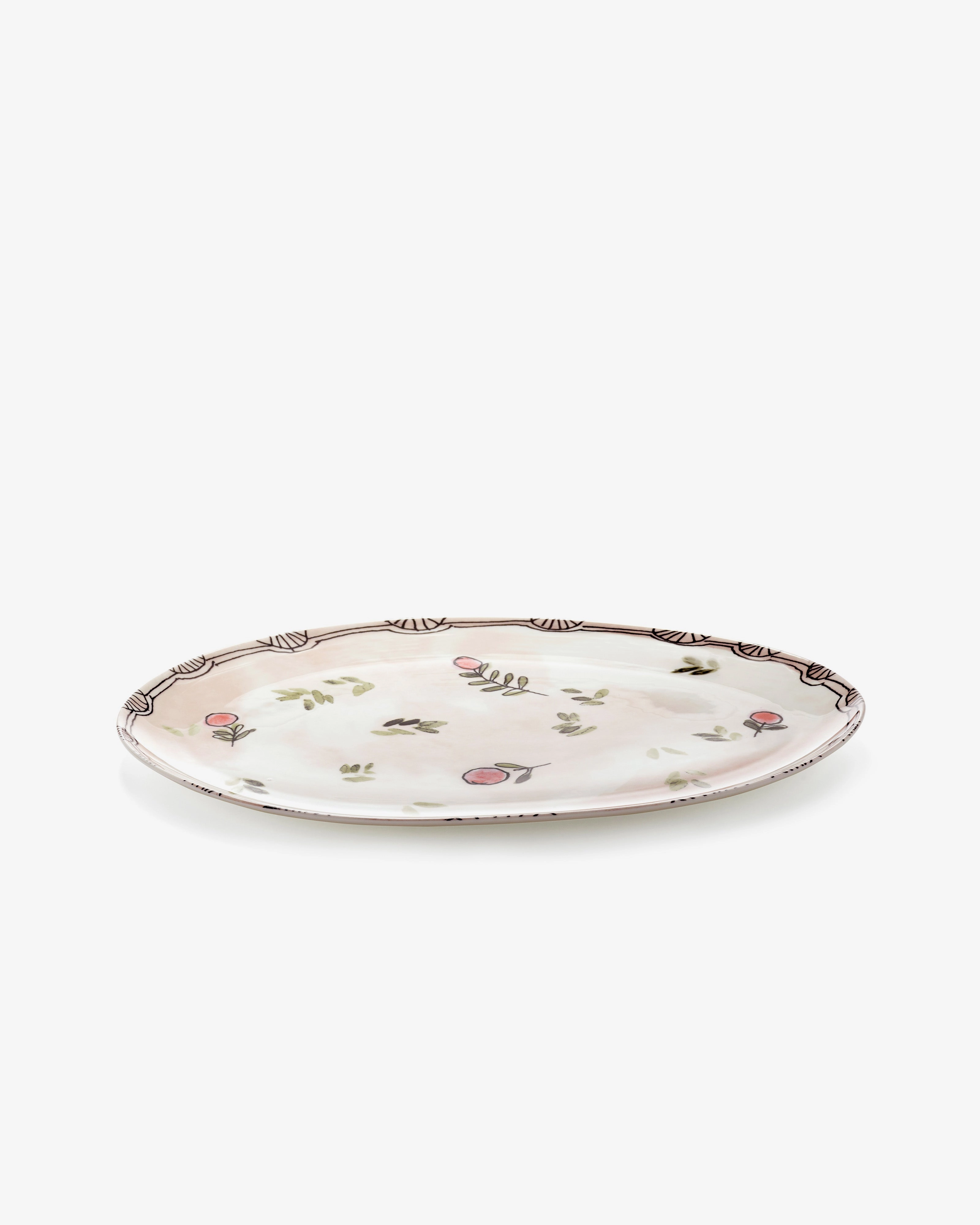 Oval plate 2 L Mirtillo nude Midnight Flowers