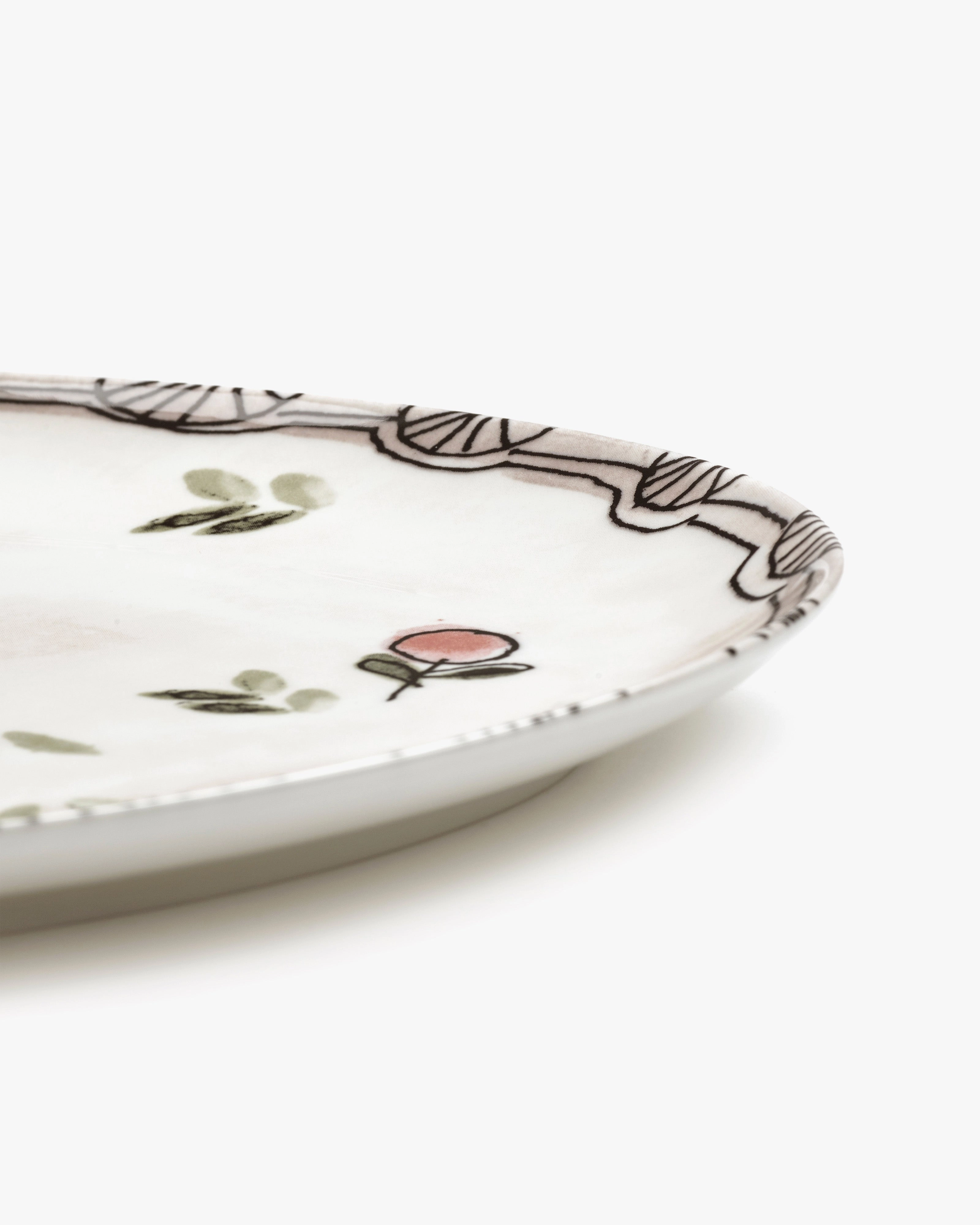 Oval plate 2 L Mirtillo nude Midnight Flowers