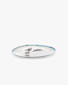 Oval plate 2 S Camelia aubergine Midnight Flowers