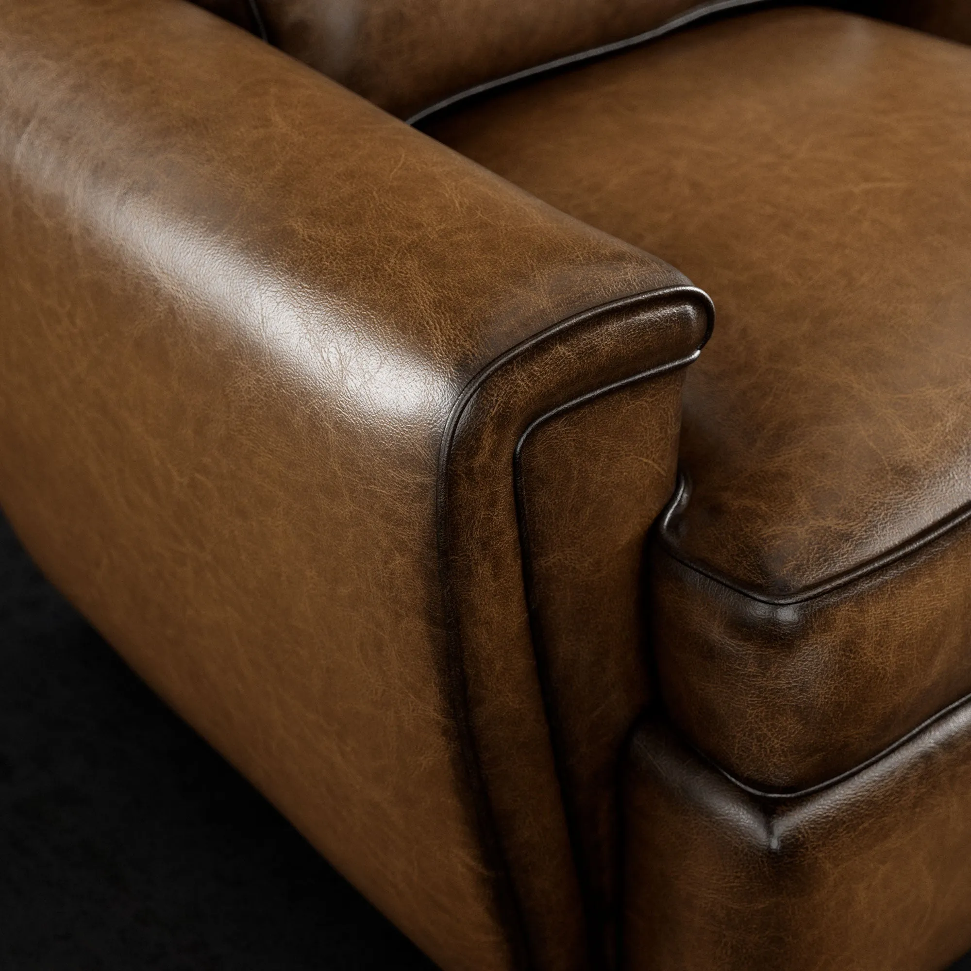 Oxford Leather Sofa - Elegant, Plush, US-Made Comfort
