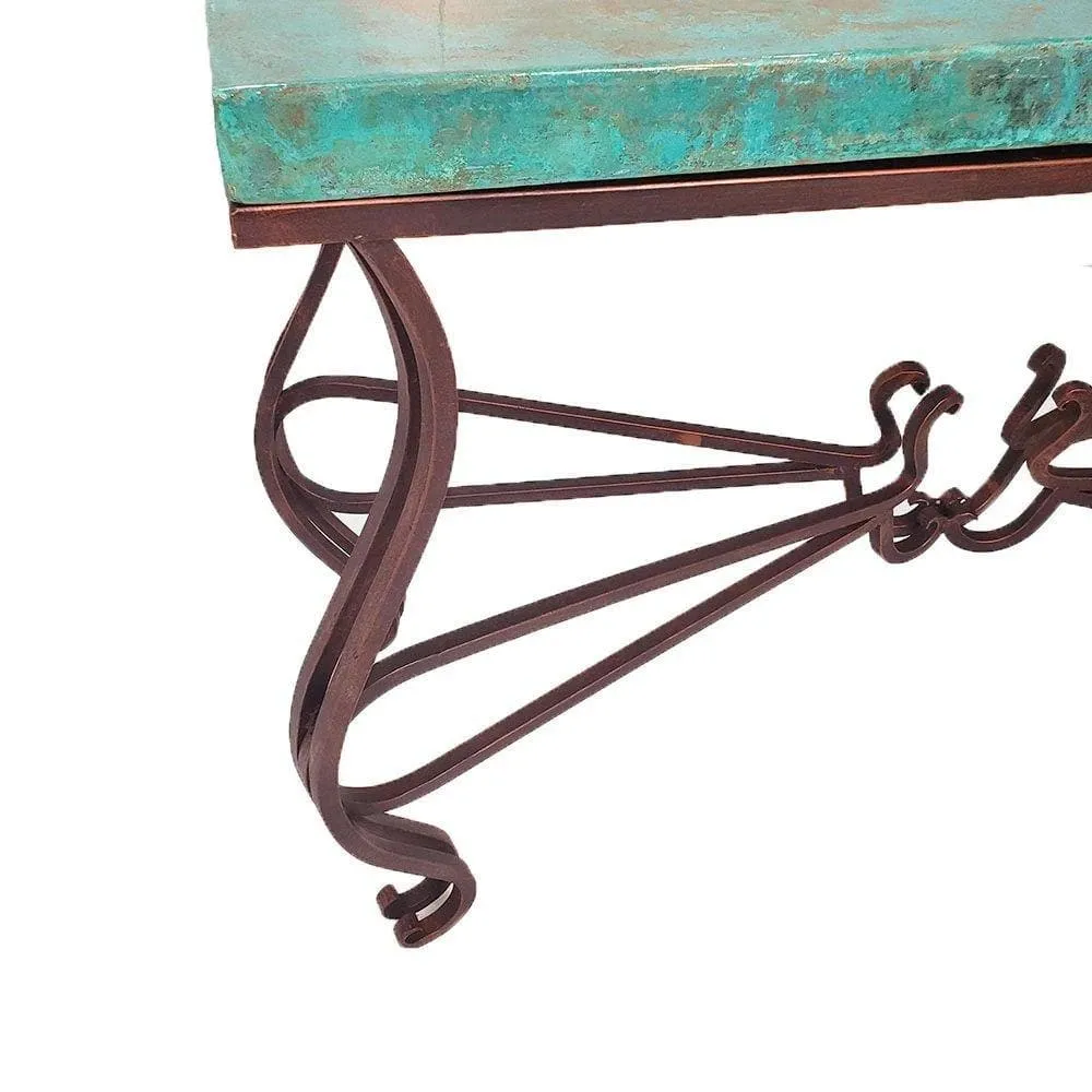 Oxidized Hammered Copper Console Table