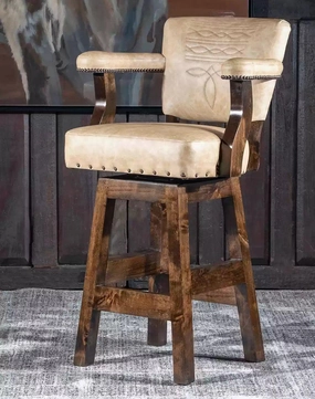 Palomino Panache Western Swivel Bar Chair w/ Boot Stitch glassware set, wine glass