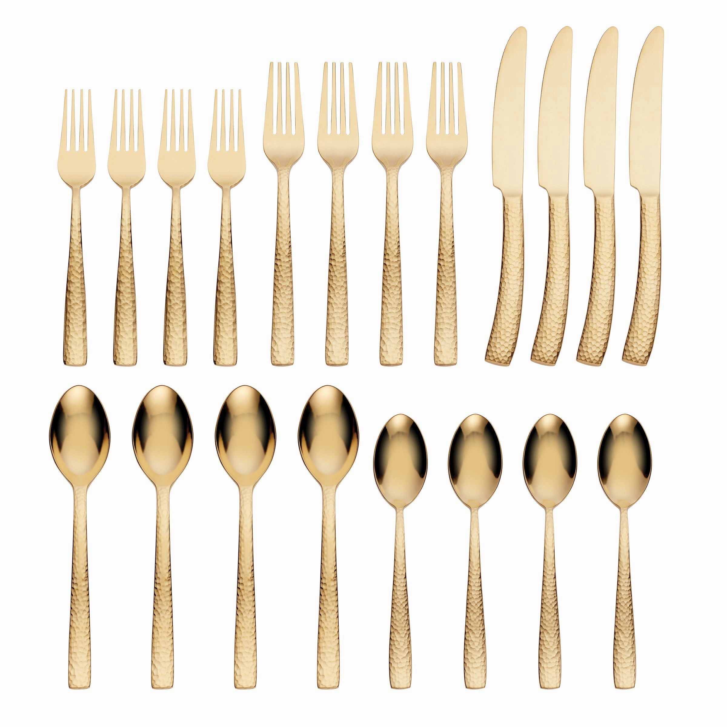 Paris Hammered Gold Titanium 20 Piece Flatware Set