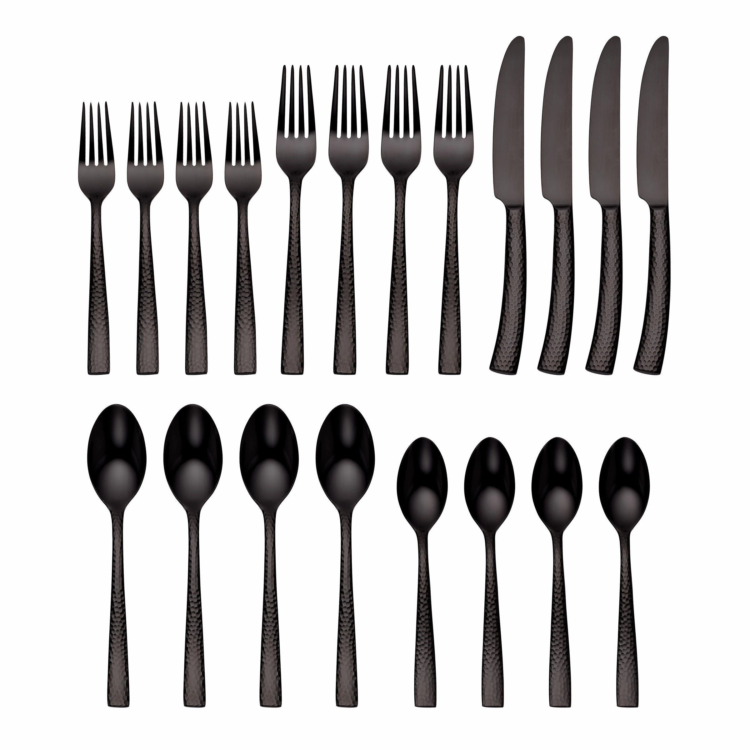 Paris Hammered Gunmetal Titanium 20 Piece Flatware Set