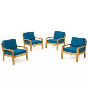 Parma Outdoor Acacia Wood Club Chairs with Cushions (Set of 4) chandelier, pendant light