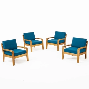 Parma Outdoor Acacia Wood Club Chairs with Cushions (Set of 4) chandelier, pendant light