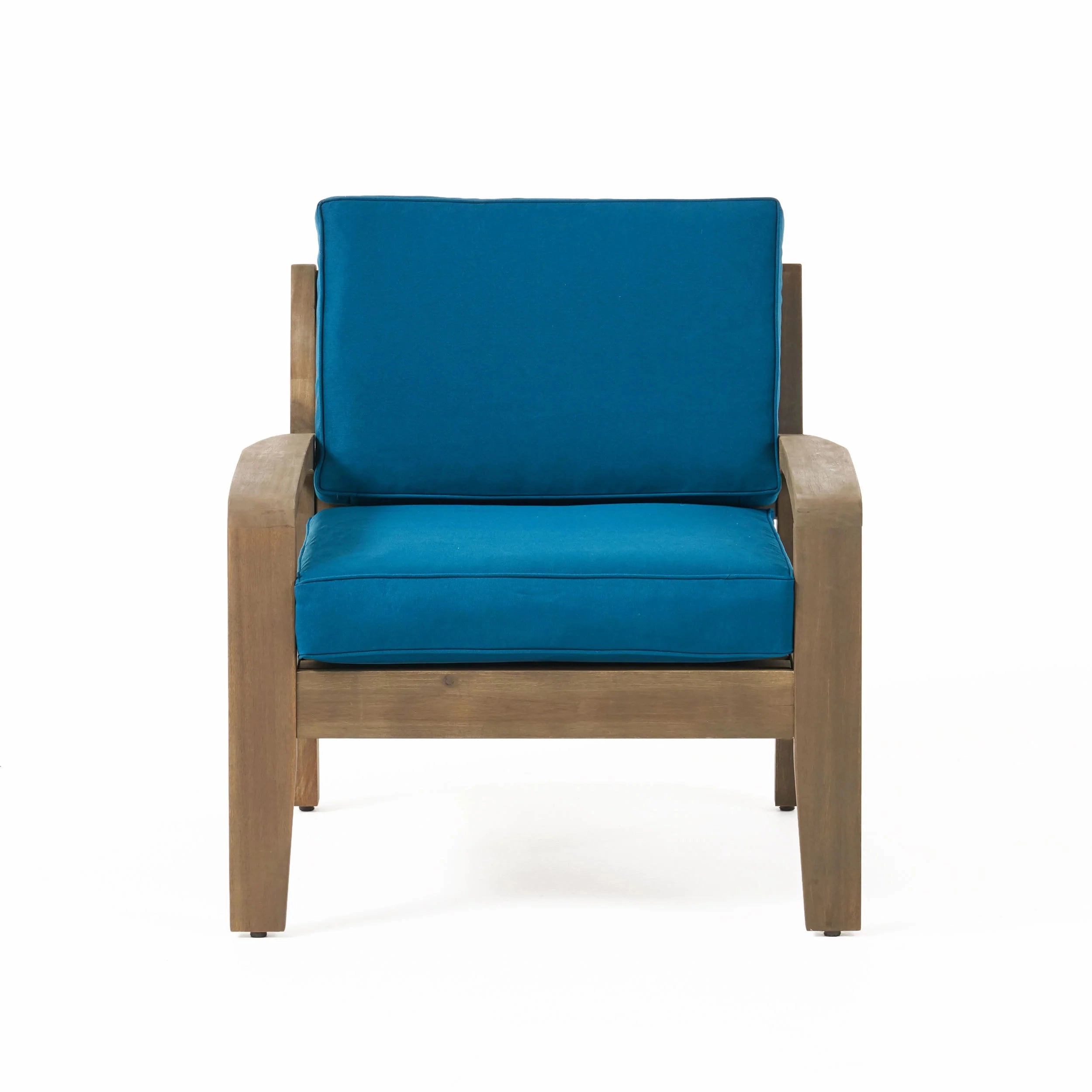 Parma Outdoor Acacia Wood Club Chairs with Cushions (Set of 4)