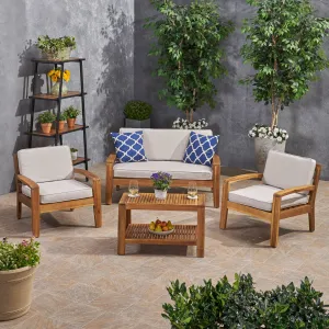 Patio Acacia Wood 4-Seater Conversation Set with Coffee Table and Sunbrella Cushions - NH562703 clothes rack, garment rack