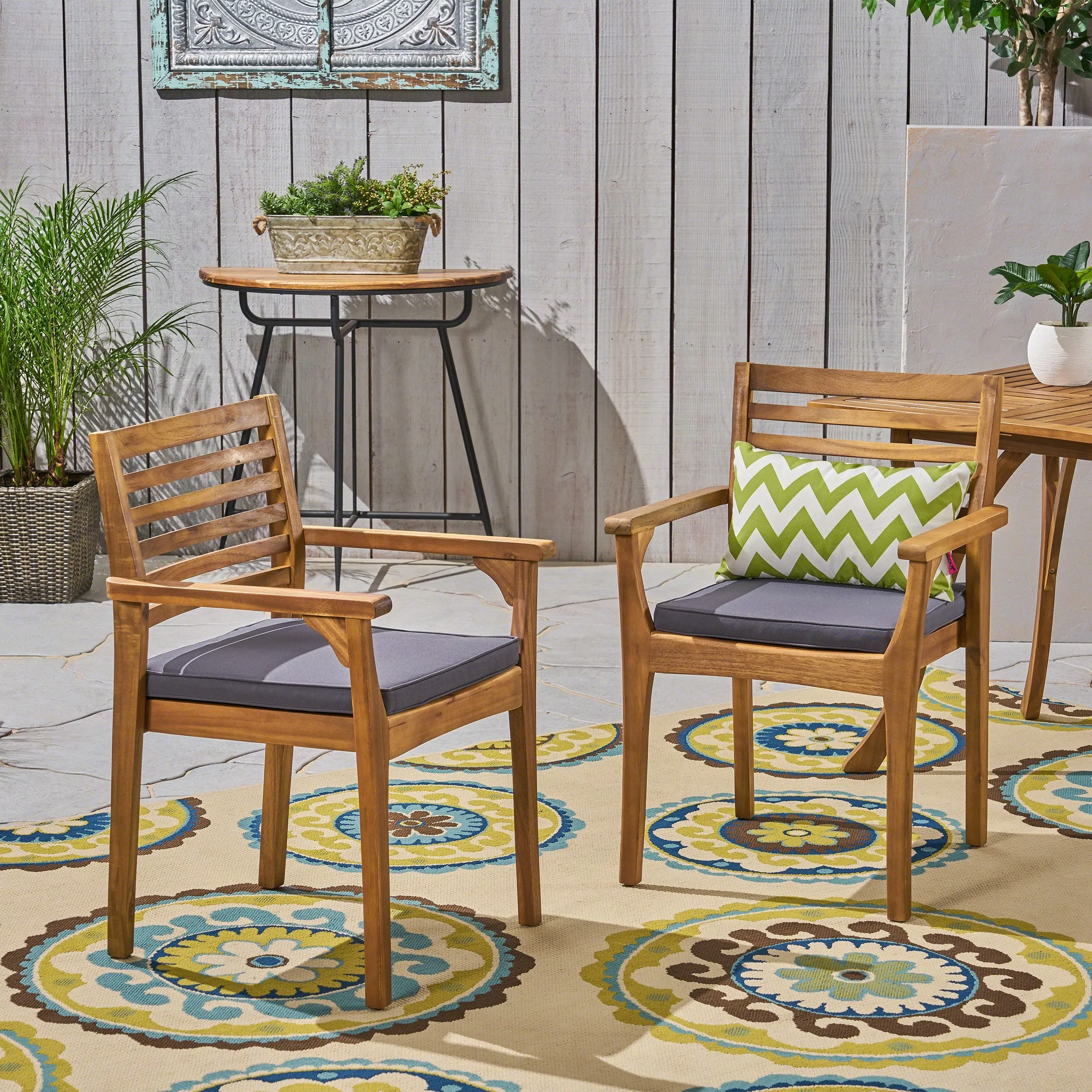 Patio Dining Chairs, Acacia Wood and Outdoor Cushions - NH461703 chandelier, pendant light