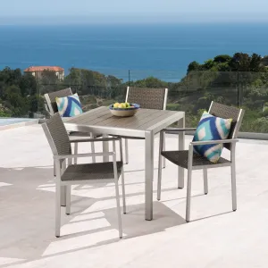 Patio Dining Set - 4-Seater - Anodized Aluminum - Wicker Seats - NH220703 patio chairs, outdoor seating