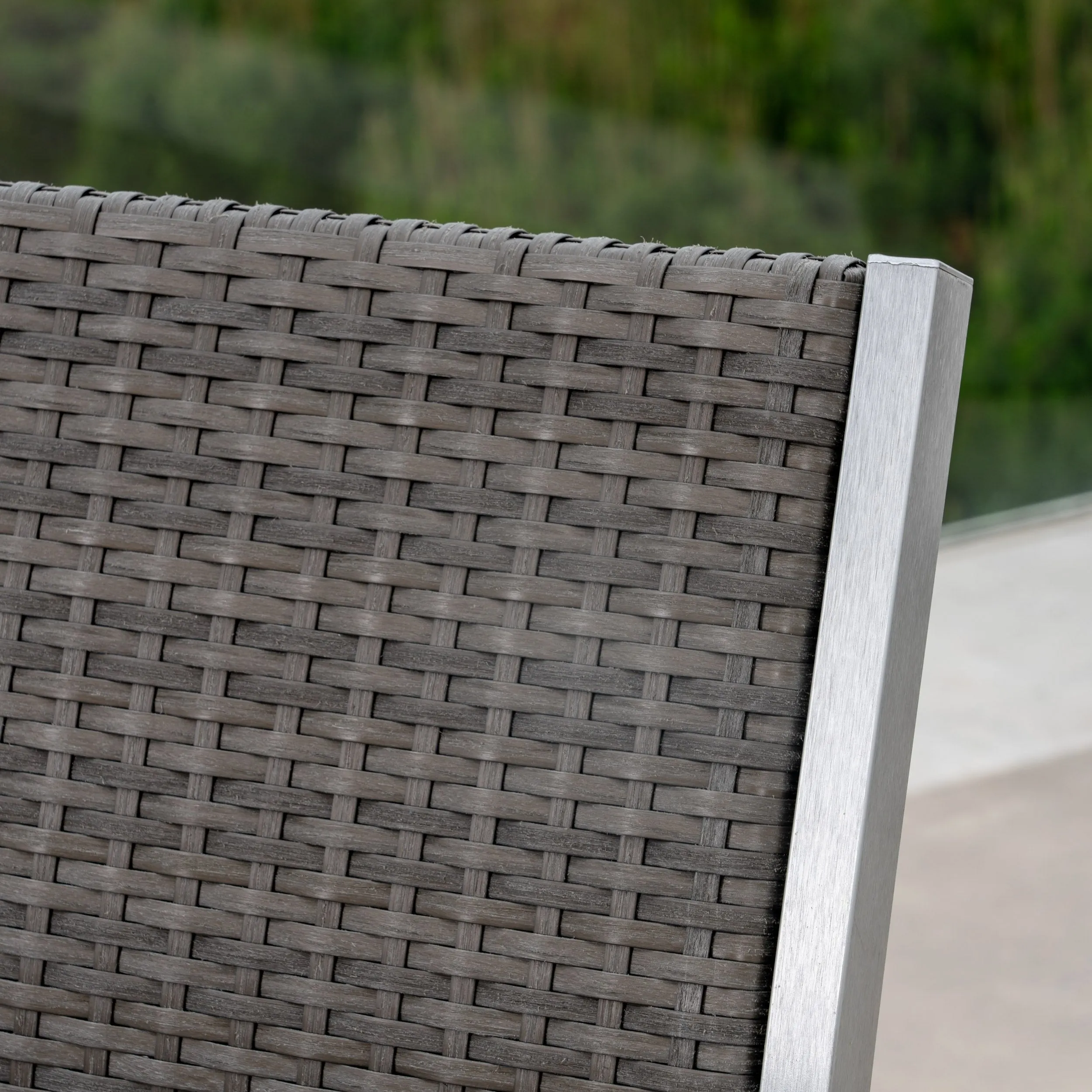 Patio Dining Set - 4-Seater - Anodized Aluminum - Wicker Seats - NH220703