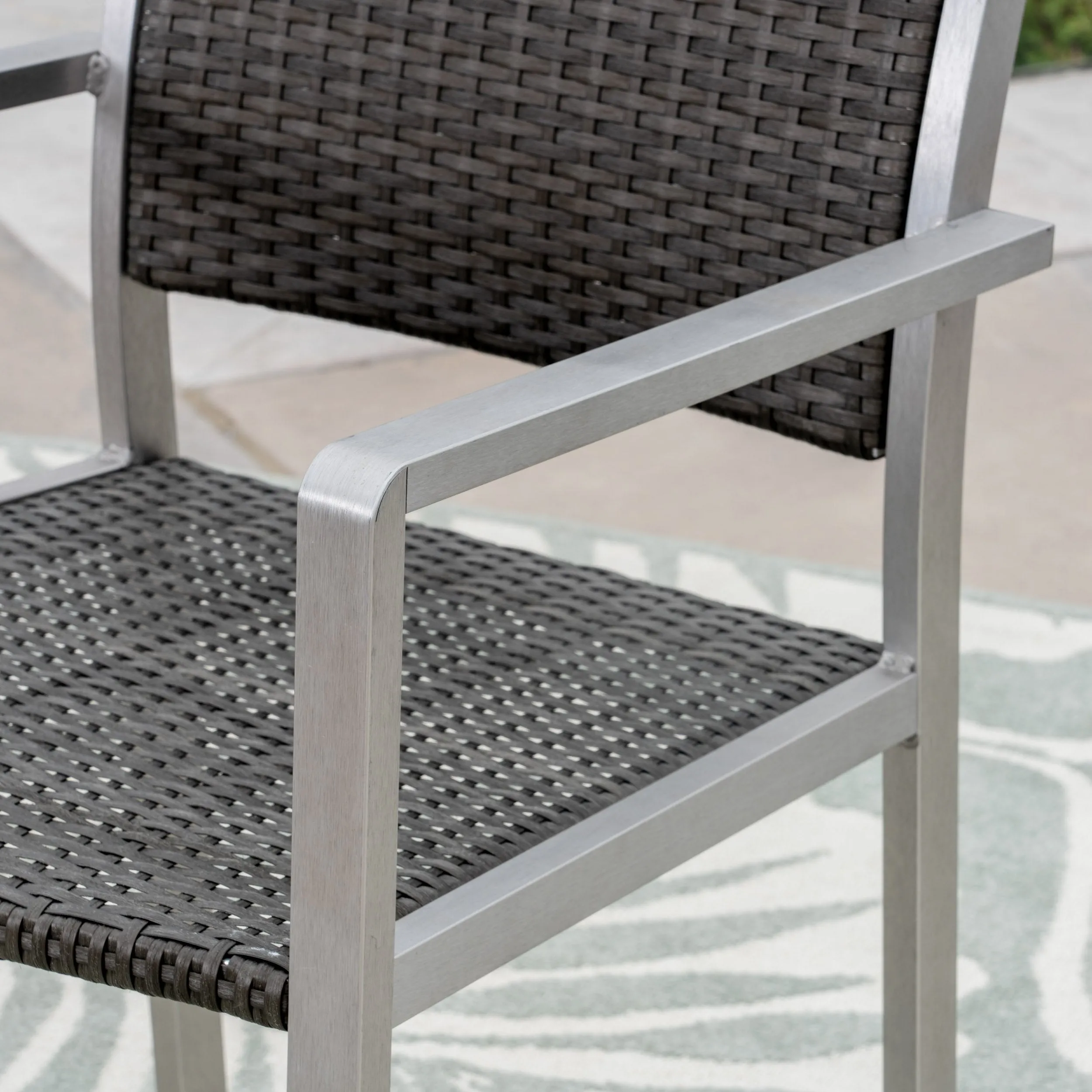 Patio Dining Set - 4-Seater - Anodized Aluminum - Wicker Seats - NH220703