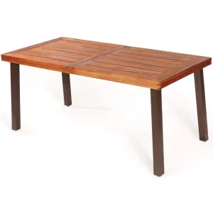 Patio Dining Table with Umbrella Hole, Outdoor Picnic Table for Backyard farmhouse dining table, extendable dining table