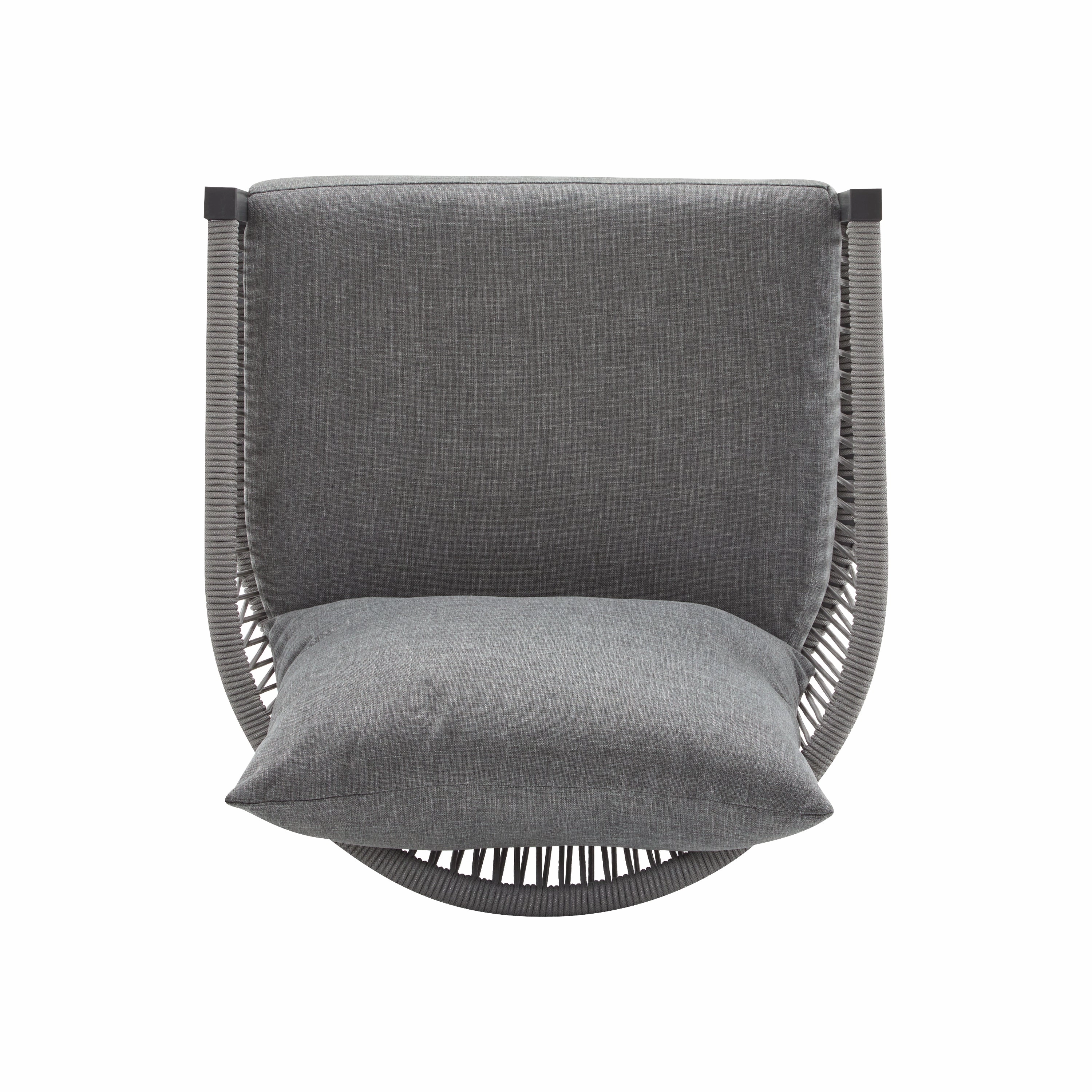 Patio Contemporary Comfort Lounge Chair with Rope Accents, Aluminum, Grey