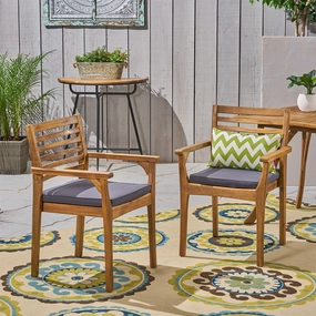 Patio Dining Chairs, Acacia Wood and Outdoor Cushions - NH461703 chandelier, pendant light