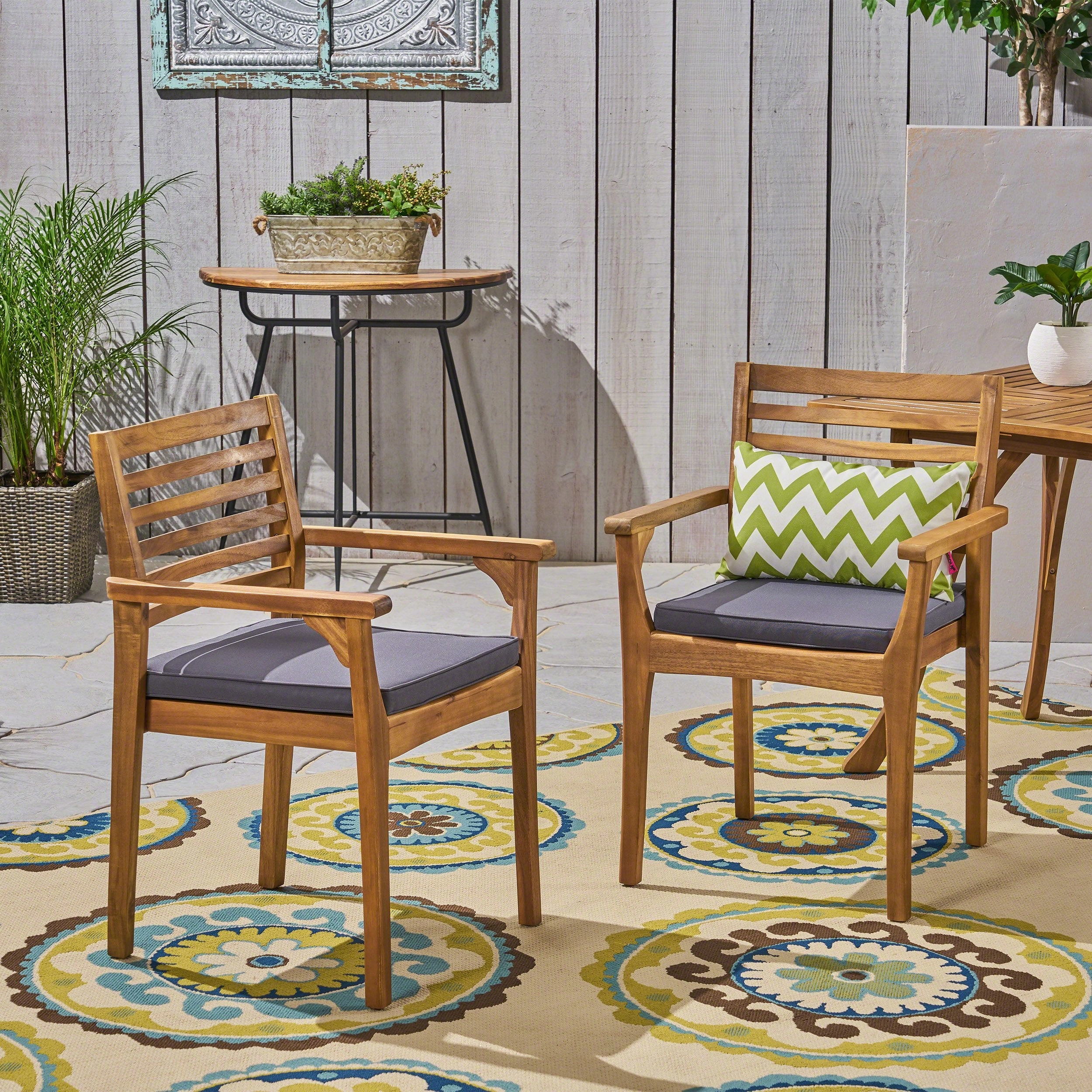 Patio Dining Chairs, Acacia Wood and Outdoor Cushions - NH461703 chandelier, pendant light