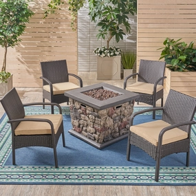 Patio Fire Pit Set, 4-Seater with Club Chairs, Wicker with Outdoor Cushions - NH152703 clothes rack, garment rack