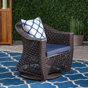 Patio Swivel Chair, Wicker with Outdoor Cushions, Multi-Brown, Navy Blue - NH231703 chandelier, pendant light
