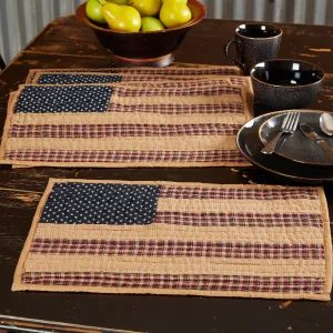 Patriotic Patch Quilted Placemats Set of 6 12x18 blender, kitchen appliance