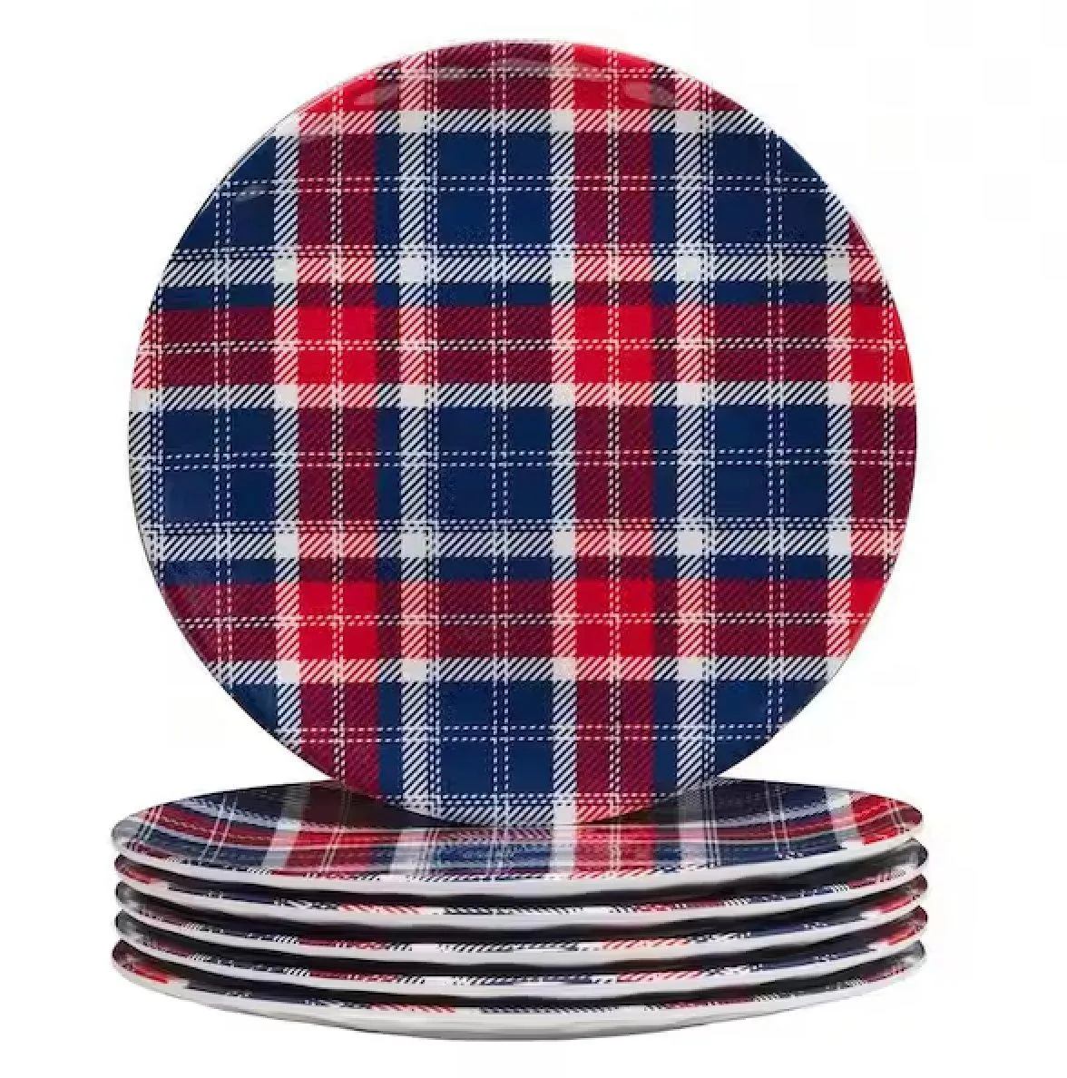 Patriotic Plaid Melamine Dishes