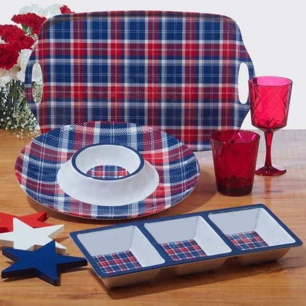 Patriotic Plaid Melamine Dishes
