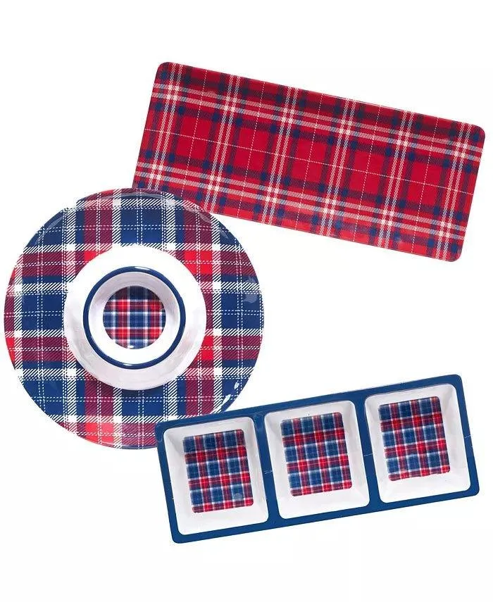 Patriotic Plaid Melamine Dishes