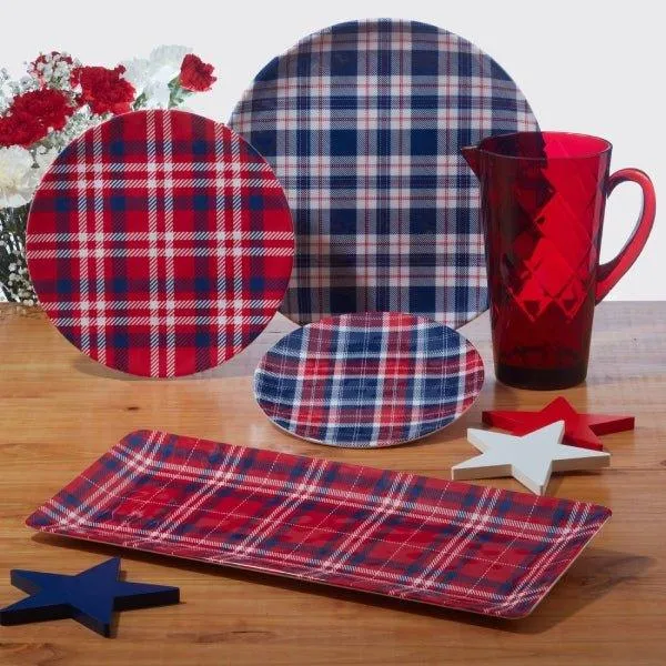 Patriotic Plaid Melamine Dishes