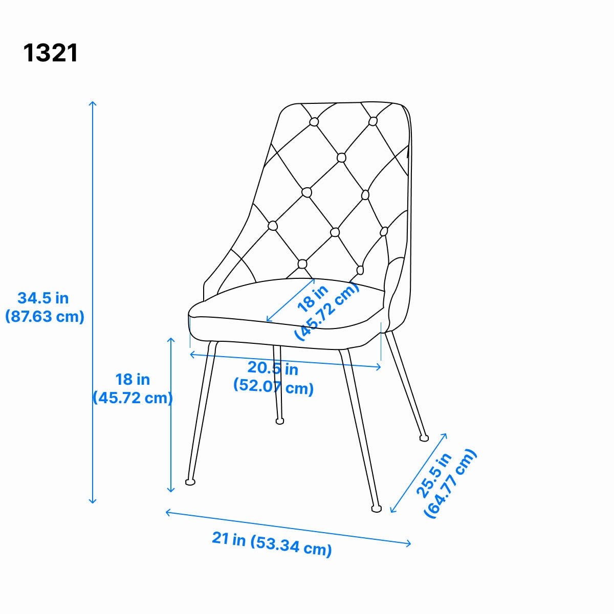 Peacock Velvet Dining Chair - Blue/Black - Set of Two