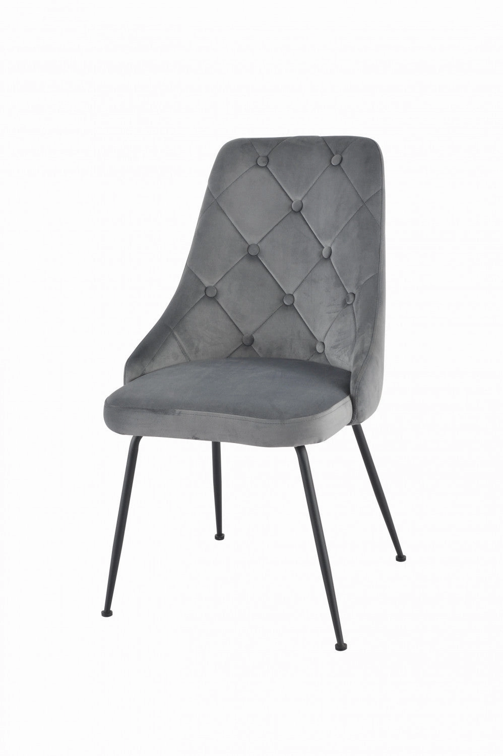 Peacock Velvet Dining Chair - Grey/Black - Set of Two