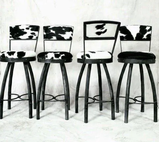 Peak 9 Iron & Black & White Cowhide Bar Chairs gaming chair, computer chair