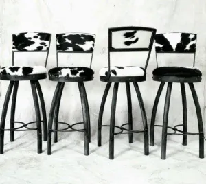 Peak 9 Iron & Black & White Cowhide Bar Chairs gaming chair, computer chair