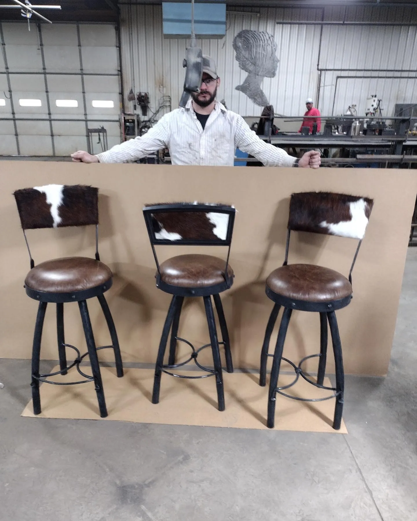 Peak 9 Iron & Cowhide Bar Chairs