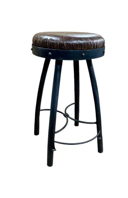 Peak 9 Iron & Leather Backless Bar Stools