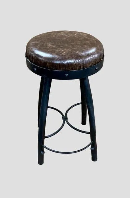Peak 9 Iron & Leather Backless Bar Stools