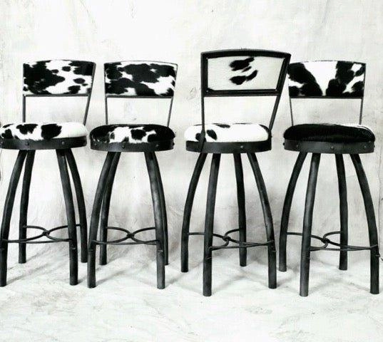 Peak 9 Iron & Black & White Cowhide Bar Chairs glassware set, wine glass