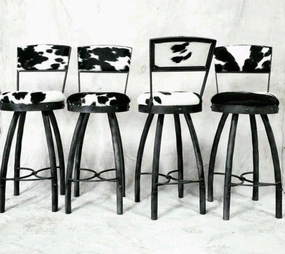 Peak 9 Iron & Black & White Cowhide Bar Chairs glassware set, wine glass