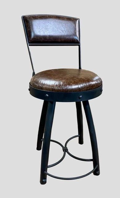 Peak 9 Iron & Leather Backless Bar Stools