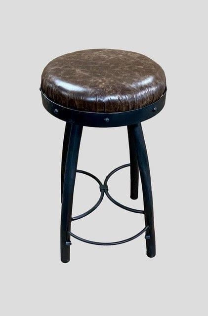 Peak 9 Iron & Leather Backless Bar Stools