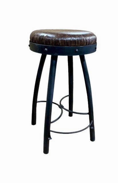 Peak 9 Iron & Leather Backless Bar Stools