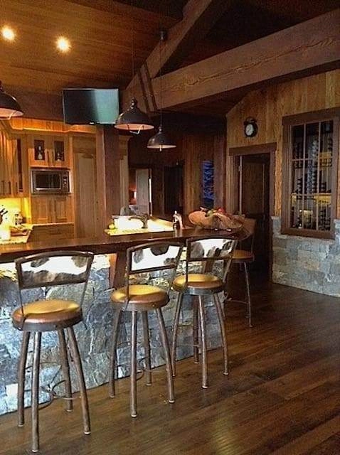 Peak 9 Iron & Leather Bar Chairs