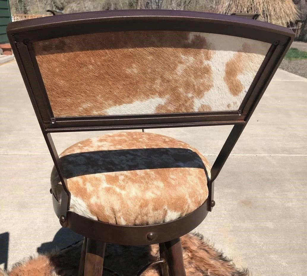 Peak 9 Palomino & White Cowhide & Iron Bar Stools
