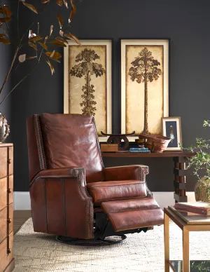 Pecan Leather Power Swivel Glider Recliner vanity mirror, wall mirror
