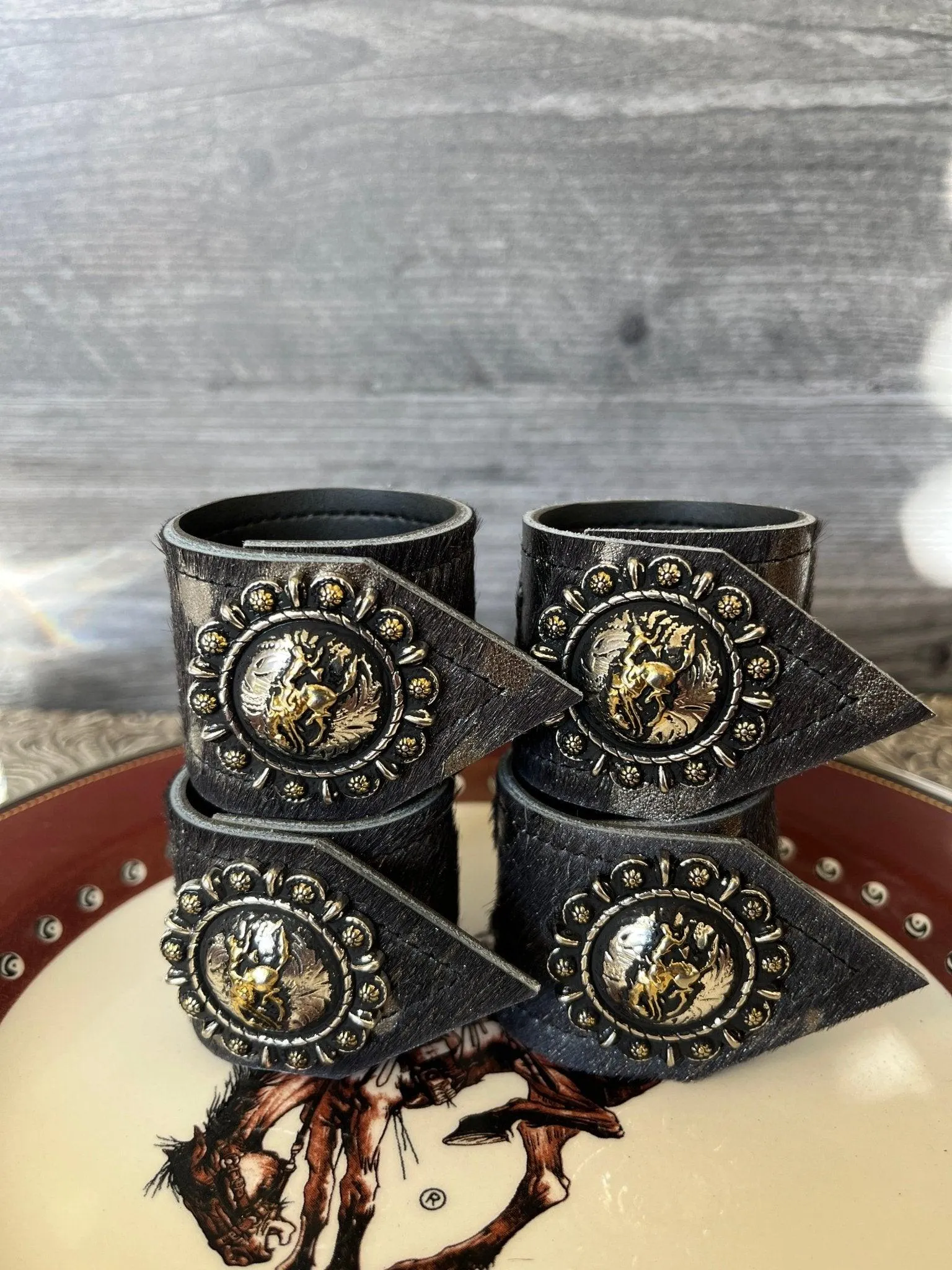 Pendleton Let 'er Buck Leather Napkin Rings