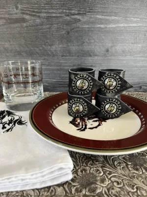 Pendleton Let 'er Buck Leather Napkin Rings toilet seat cover, slow close seat