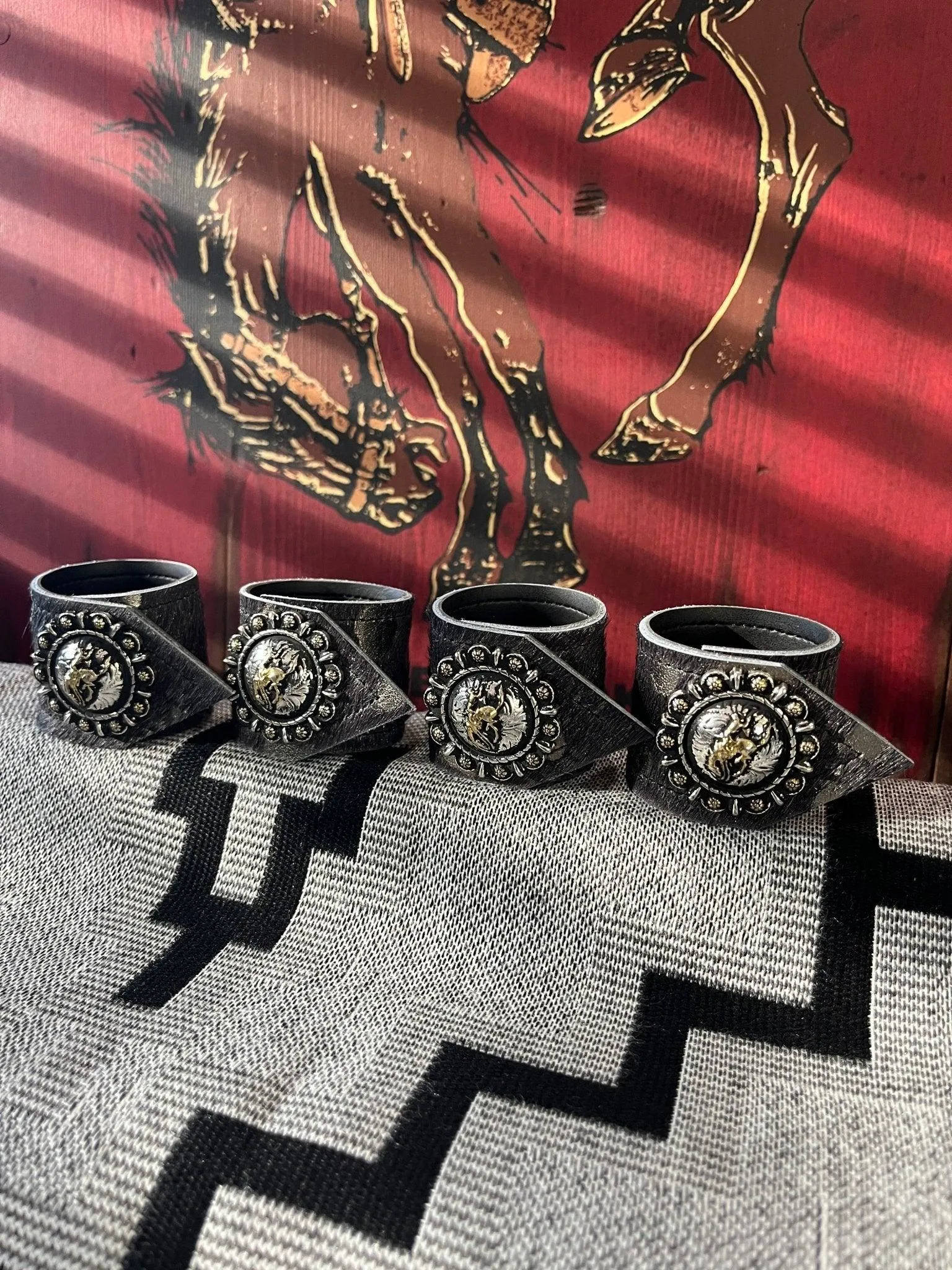 Pendleton Let 'er Buck Leather Napkin Rings