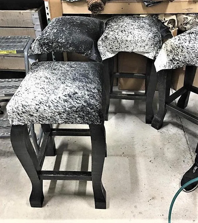 Peppered Cowhide Bar Stools