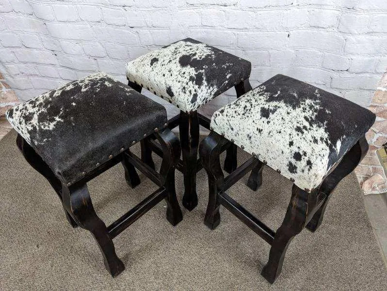 Peppered Cowhide Bar Stools