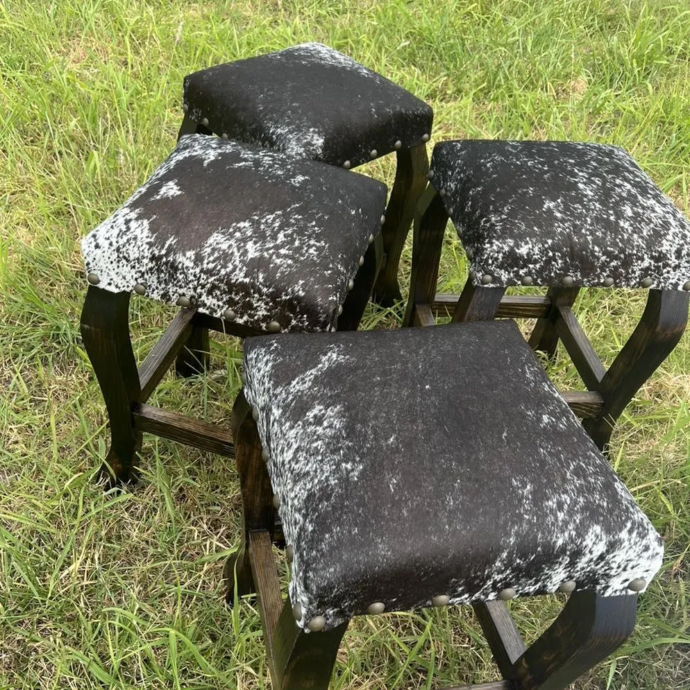 Peppered Cowhide Bar Stools
