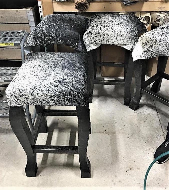 Peppered Cowhide Bar Stools